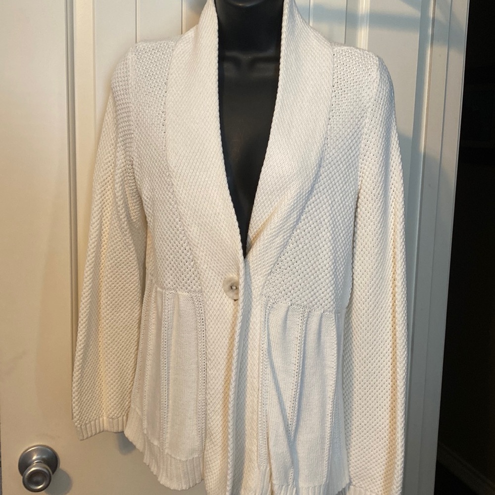 Cream cotton single button cardigan